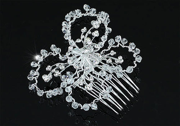 Bridal Handmade Butterfly Crystal Beads Hair Comb XT1370