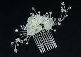 Bridal Ivory Satin Crystals Handmade Hair Comb XT1376