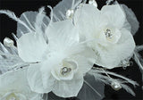 Bridal Fascinator Feather Ivory Fabric Flower Handmade Hair Comb XT1393