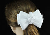 Bridal White Fabric Ribbon Hair Accessory w/ Comb XT1395