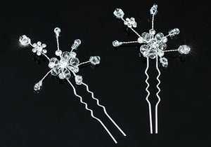 2 pcs X Bridal Handmade Crystal Hair Pins Clips XT1410
