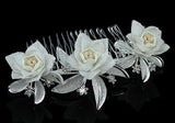 Bridal Ivory Flower Satin Handmade Hair Comb XT1419