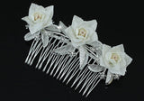 Bridal Ivory Flower Satin Handmade Hair Comb XT1419