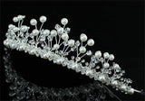Bridal White Faux Pearl Clear Crystal Tiara XT1427