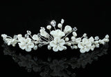 Bridal Handmade Ivory Pearl Flower Crystal Tiara XT1428