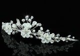 Bridal Handmade Ivory Pearl Flower Crystal Tiara XT1428