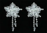 2 Pcs X Bridal Flower Hair Clips use Clear Crystals XT1440