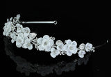Bridal Handmade White Fabric Crystal Flower Tiara XT1445