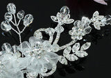 Bridal Handmade White Flower Fabric Crystal Hair Comb XT1446