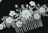 Bridal White Flower Crystal Hair Comb XT1456