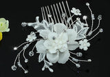 Bridal Wedding Ivory Fabric Flower Crystal Hair Comb XT1463