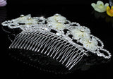 Bridal Ivory Fabric Flower Crystal Hair Comb XT1496
