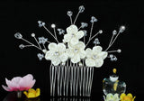 Bridal Handmade Ivory Flower Fabric Crystal Pearl Hair Comb XT1498