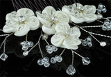 Bridal Handmade Ivory Flower Fabric Crystal Pearl Hair Comb XT1498