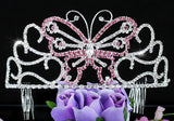 Bridal Wedding Pageant Beauty Contest Pink Butterfly 3" (7.5 cm) Tall Tiara XT1536