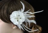 Bridal Wedding Fascinator Ivory Fabric Feather Handmade Hair Flower XT1568