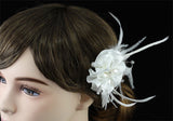 Bridal Wedding Fascinator Ivory Fabric Feather Handmade Hair Flower XT1568