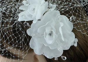 Bridal Wedding Birdcage Netting Veil with Fascinator Flower XT1570