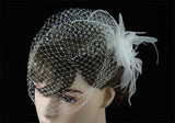 Bridal Wedding Birdcage Netting Veil with Feathers Fascinator Flower XT1574