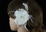 Bridal Wedding Fascinator Light Ivory Feather Handmade Hair Flower XT1575