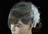 Bridal Wedding Birdcage Netting Veil with Feathers Fascinator Flower XT1576