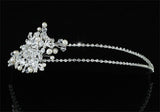 Bridal Wedding Prom Ivory Fresh Water Pearls Crystal Side Headpiece Headband Tiara XT1588