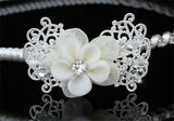Bridal Flower Girl Ivory Fabric Ceramic Headband Tiara XT1597