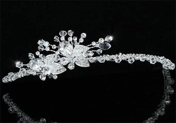 Bridal Wedding Prom Side Headpiece Flower Crystal Tiara XT1603