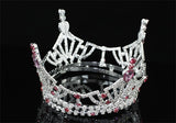 Bridal Wedding Pageant Prom Pink Medium Size Full Circle Round Crown XT1609