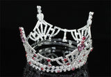 Bridal Wedding Pageant Prom Medium Size Full Circle Round Pink Crown XT1609