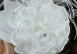 Bridal Wedding Fascinator White Feather Handmade Hair Flower XT1632