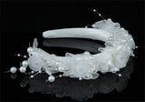 Bridal Flower Girl White Fabric Headband Tiara XT1643