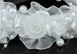 Bridal Flower Girl Light Ivory Fabric Headband Tiara XT1644