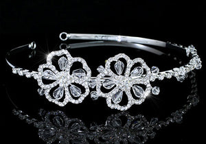 Bridal Wedding Side Headpiece Flower Silver Plated Tiara XT1665