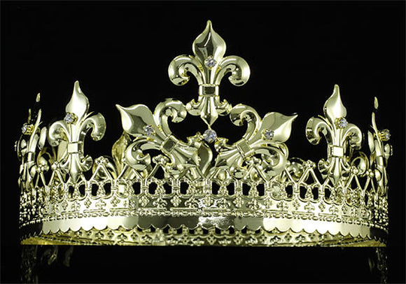 Men's Imperial Medieval Fleur De Lis Gold King Crown XT1715