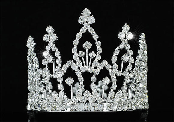 Bridal Silver Flower Girl / Baby Round Full Circle Rhinestone Mini Tiara Crown XT1742