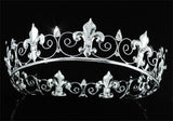 Men's Imperial Medieval Fleur De Lis Full Circle Silver King Crown XT1755
