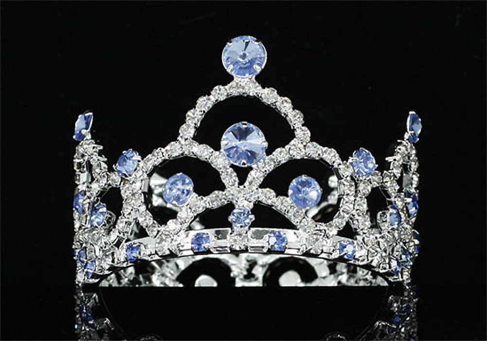 Flower Girl / Baby Crystal Full Circle Round Blue Mini Crown