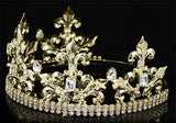 Pageant Beauty Contest Imperial Medieval Fleur De Lis Pageant Full Circle Round Gold King / Prince Men's Crown XT1769