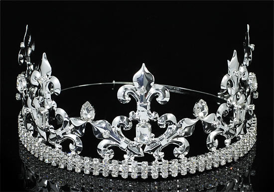 Pageant Beauty Contest Imperial Medieval Fleur De Lis Pageant Full Circle Round Silver King / Prince Men's Crown XT1770