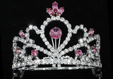 Flower Girl / Baby Crystal Full Circle Round Pink Mini Crown Tiara XT1775