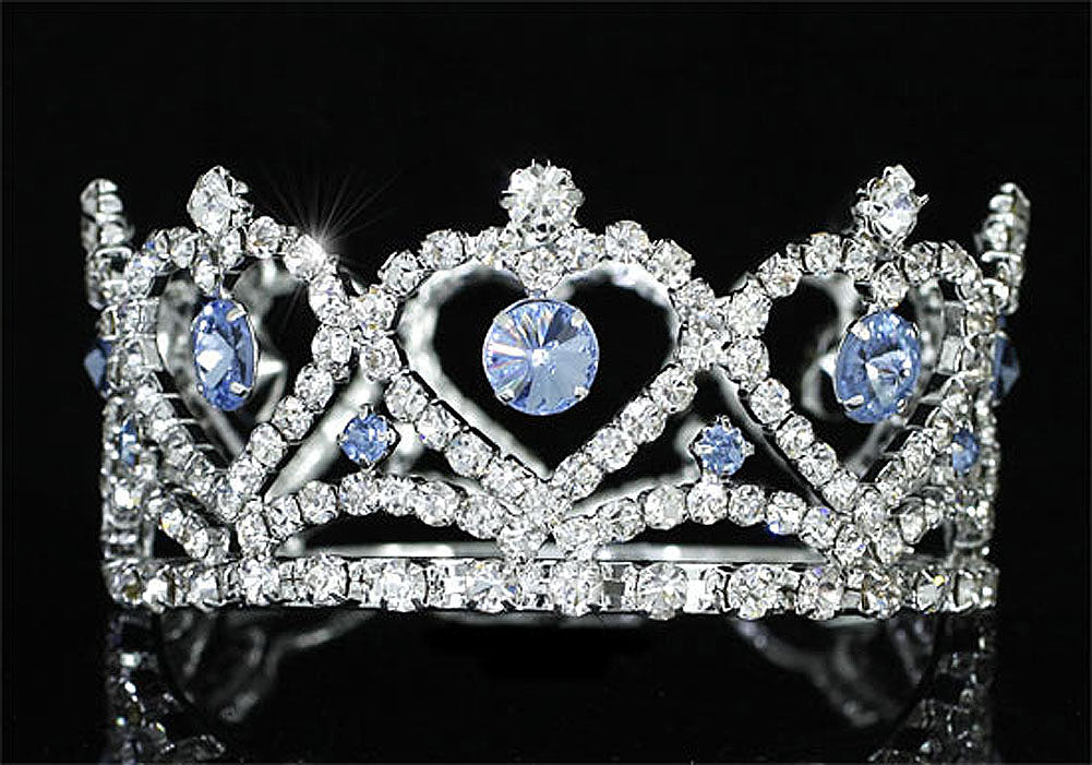 Flower Girl / Baby Crystal Full Circle Round Blue Mini Crown Tiara