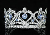 Flower Girl / Baby Crystal Full Circle Round Heart Blue Mini Crown Tiara XT1776