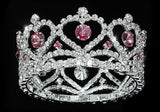 Flower Girl / Baby Crystal Full Circle Round Heart Pink Mini Crown Tiara XT1777