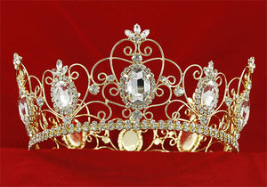 Men's Pageant Imperial Medieval Full Circle Tiara Crystal Men's Gold King Crown XT1784