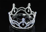 Newborn Baby Photo Prop Round Full Circle Blue Rhinestone Mini Tiara Crown XT1790