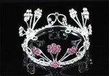 Newborn Baby Photo Prop Round Full Circle Rhinestone Pink Flower Mini Tiara Crown XT1808