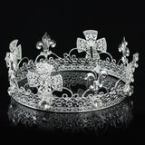 Men's Pageant Imperial Tiara Full Circle Round Silver King Crown XT1821