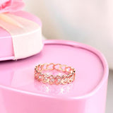 14K Rose Gold Heart Wedding Band Women Ring 0.07 Ct Diamond 585 Fine Jewelry