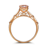 Vintage Style 14K Rose Gold Engagement Ring Peach Morganite Natural Diamonds
